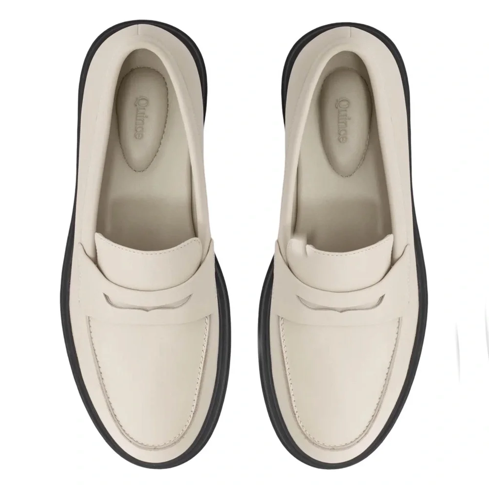Quince Cream and Black Loafers - Picture 1 of 9